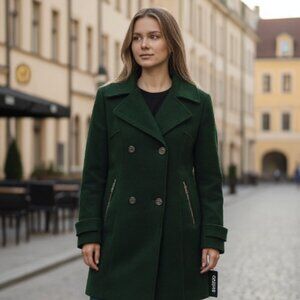 NWT GUESS Women's Double-Breasted Wool Blend Cutaway Coat PXL